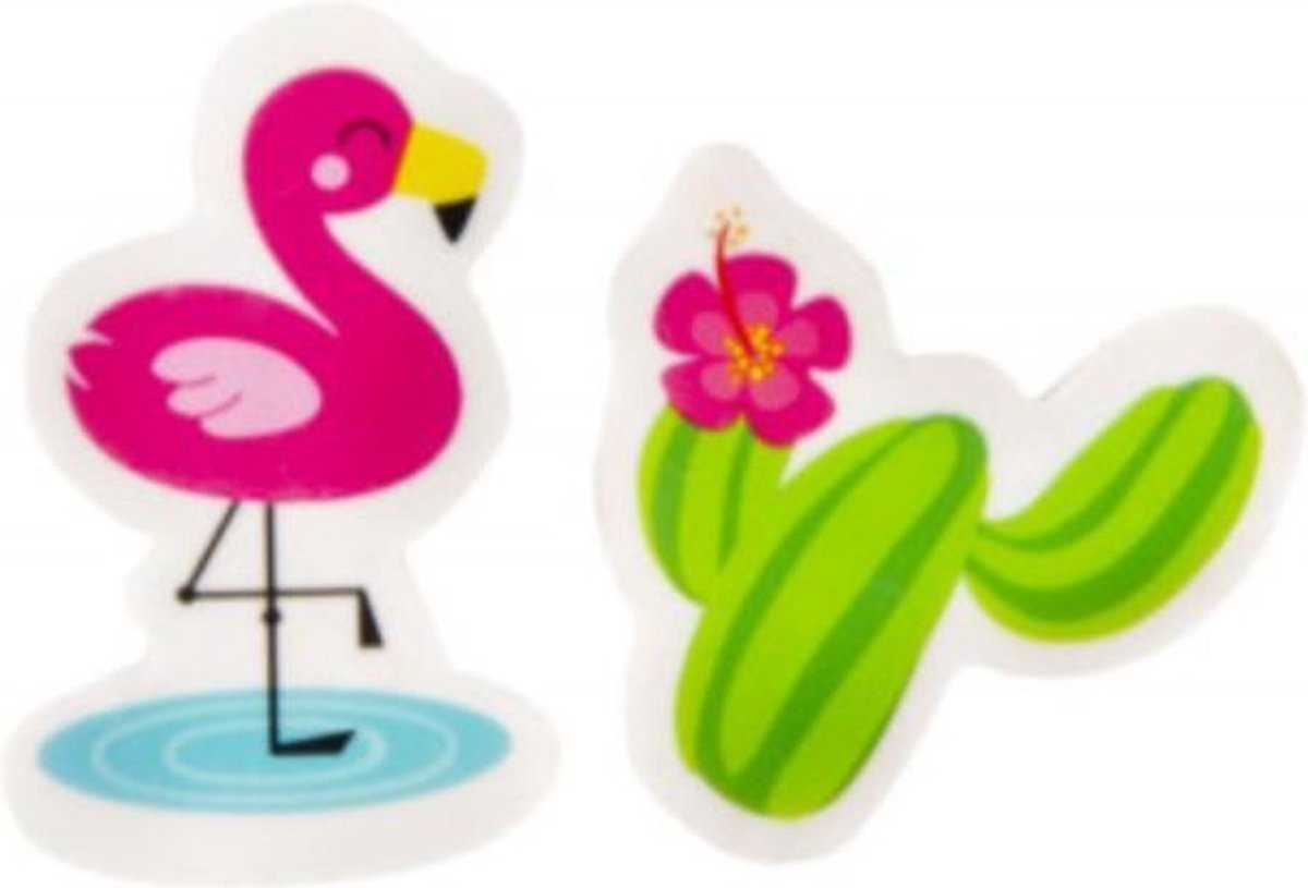 Kinder traktatie uitdeelcadeau |Gummetjes Flamingo / cactus 4cm (12 st.)